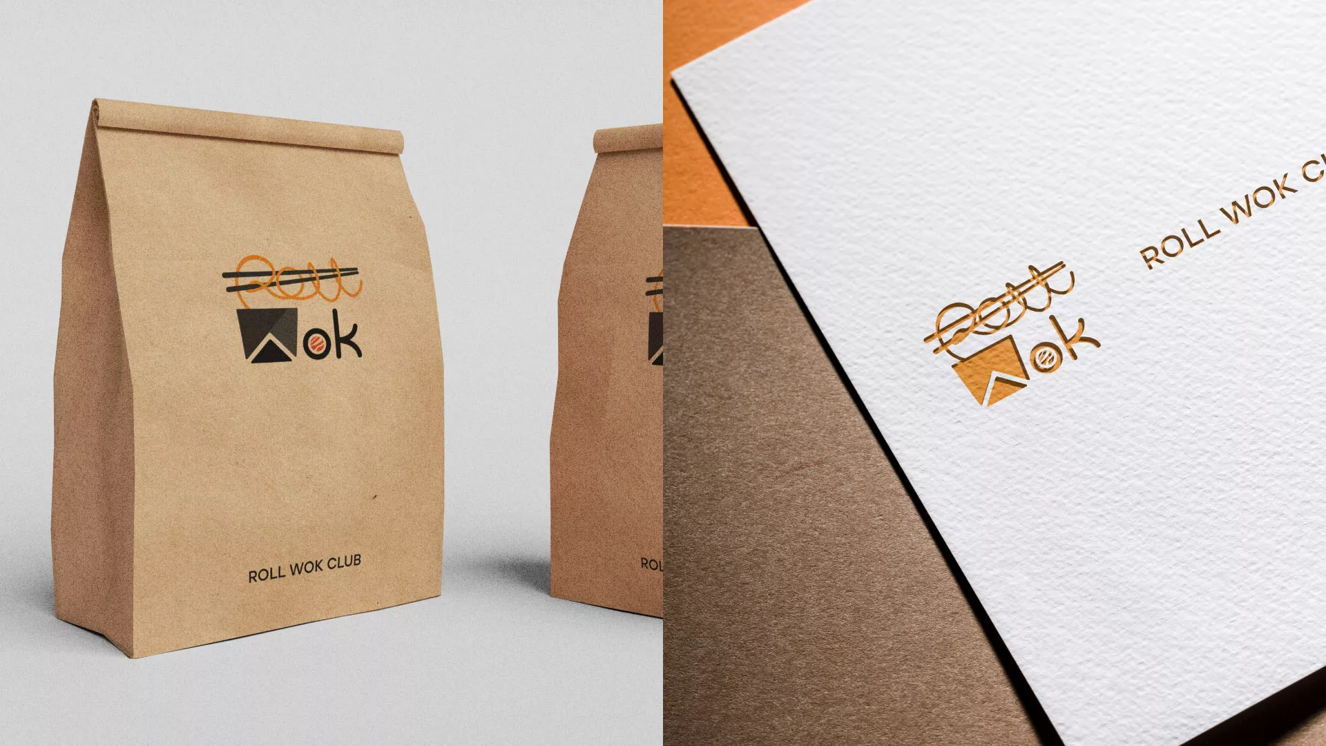 Разработка логотипа суши-бара «Roll Wok Club» в Киржаче